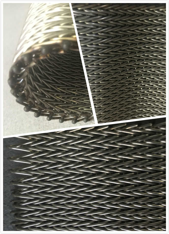 Herringbone Woven Wire Conveyor Belt , Balanced Weave Conveyor Belts