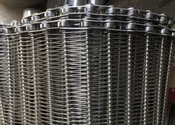 1m 1.2m 1.5m Wide Spiral Weave Stainless Steel Chain Mesh Conveyor Belt