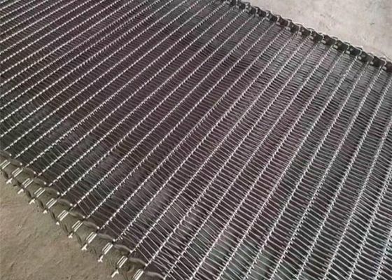 Chain Link Spiral Mesh Belt With Cross Rod Food Grade SUS 304 Material