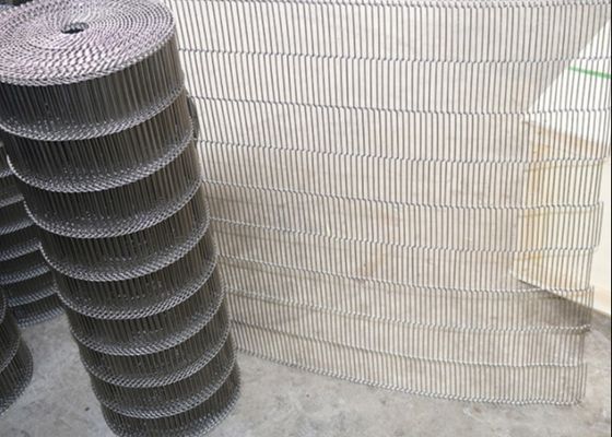 Food Processing Oven Ss304 Flat Flex Conveyor Belt 4mm Pitch
